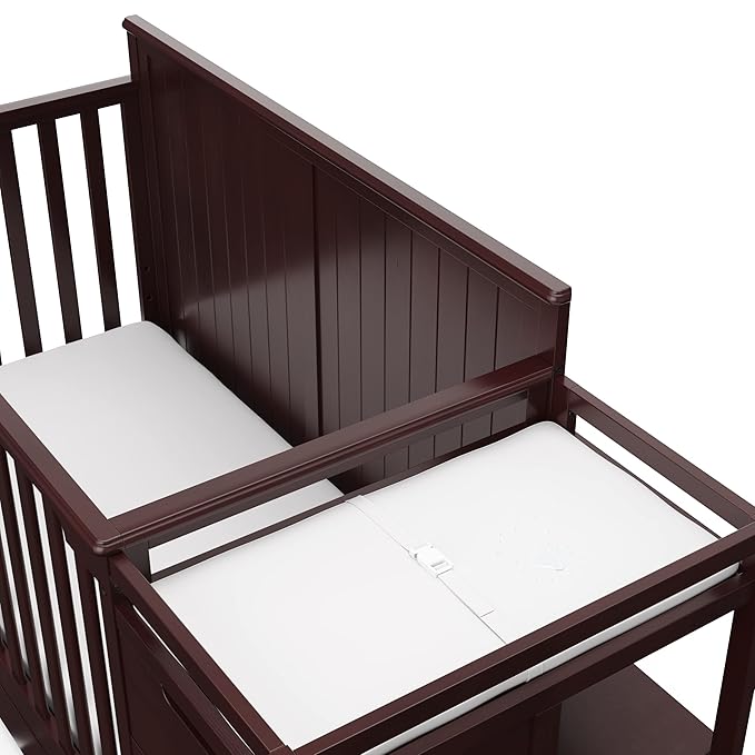 Graco Hadley All-in-One Convertible Crib & Changer (Espresso) – GREENGUARD Gold Certified, Fits Standard Crib Mattress, Converts to Toddler Bed and Full Bed, 4 Adjustable Mattress Heights