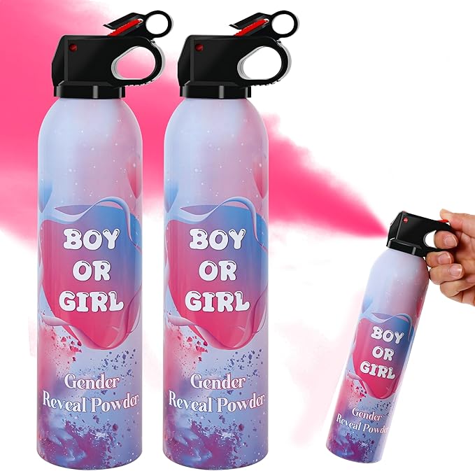 2 Pack Pink Gender Reveal Powder Ideas, Fun Party Supplies for Baby Shower Gender Reveal Celebration, Decorations