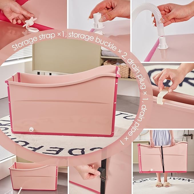 Large Foldable Bathtub for Toddler Collapsible Baby Bathtub Portable Bath tub Lightweight for Children Twins Petite Adult