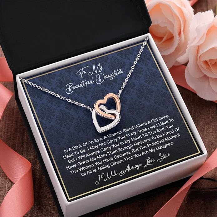 To My Daughter Gift Necklace From Dad or Mom - Badass Daughter Jewelry With Heartfelt Message & Elegant Box