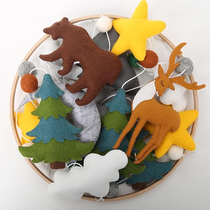 Woodland Mobile for Crib - A Woodland Crib Mobile with Stars Trees Clouds and Animals for a Forest or Hunting Theme