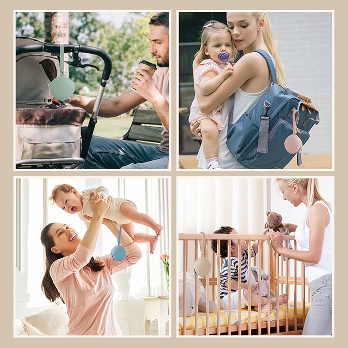 Silicone Pacifier Holder Case, Portable Leakproof Design Baby Pacifier Storage Case, BPA-Free, Easy Clean, 2 Pack (Shifting Sand+Dark Grey)