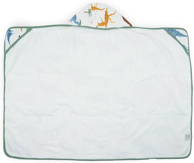 Little Unicorn Premium Hooded Bath Towel| Absorbent Cotton & Terry Blend | Larger Size, 1-6 Years (Dino Names)