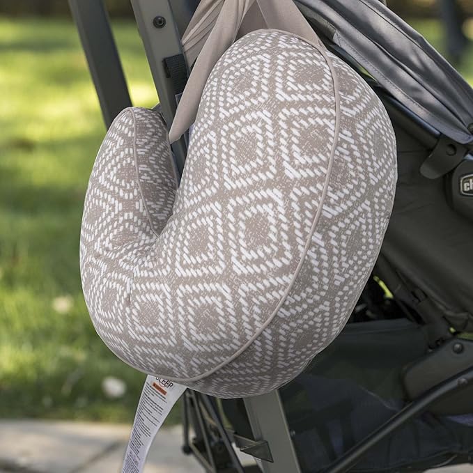 Boppy Anywhere Travel Nursing Pillow, Latte Rattan, Plus Sized to Petite with Stretch Belt, Portable Nursing Pillow, Breastfeeding and Bottle-Feeding Support, Machine Washable