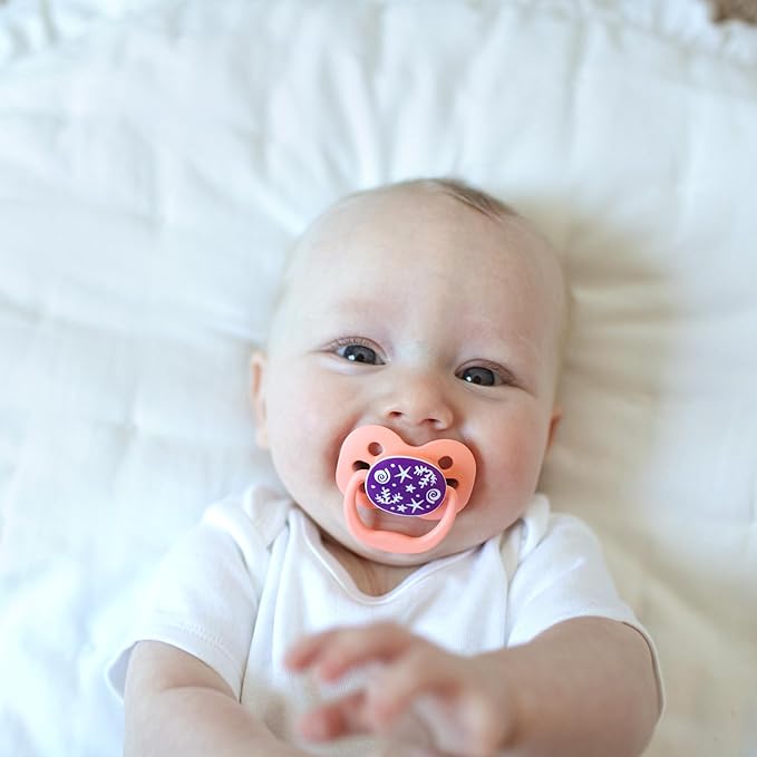 Dr. Brown's Advantage Glow-in-the-Dark Baby Pacifier, Fully Symmetrical Soother with Soft Silicone Bulb, Coral Ocean, 0-6m, BPA Free, 2 Pack