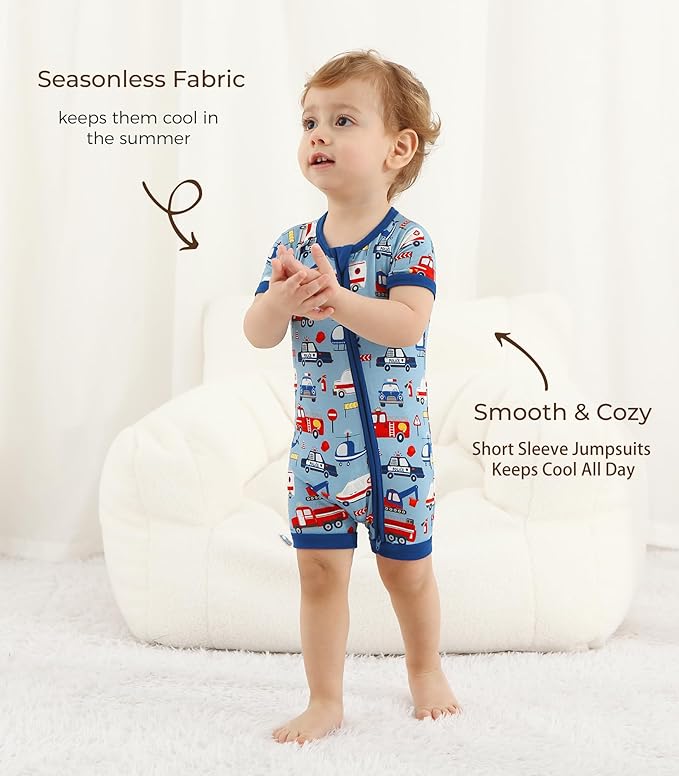 Baby Boy Romper Toddler Boys Short Sleeve Shorts Soft Jumpsuit Outfit Viscose Made from Bamboo
