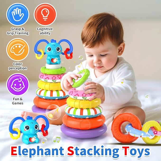 4 in 1 Baby Toys for 6 to 12 to 18 Months, Infant Sensory & Stacking for 1+ Year Old, Busy Cube Toys for Babies 6 - 12 Months, Piano Xylophone Musical Travel Toys, Christmas Birthday Gifts for 1 - 2