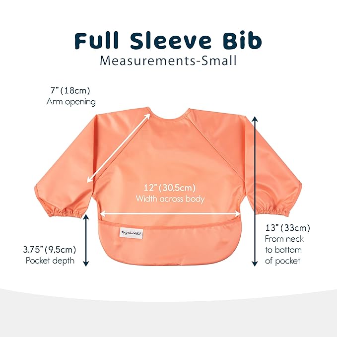 Tiny Twinkle Mess Proof Baby Bibs, 2pk Waterproof Smock Baby Bibs for Eating, Machine Washable Long Sleeve Bibs, Baby Led Weaning, Toddler Bibs, BLW Supplies (Sweet Treat, Small 6-24 Months)