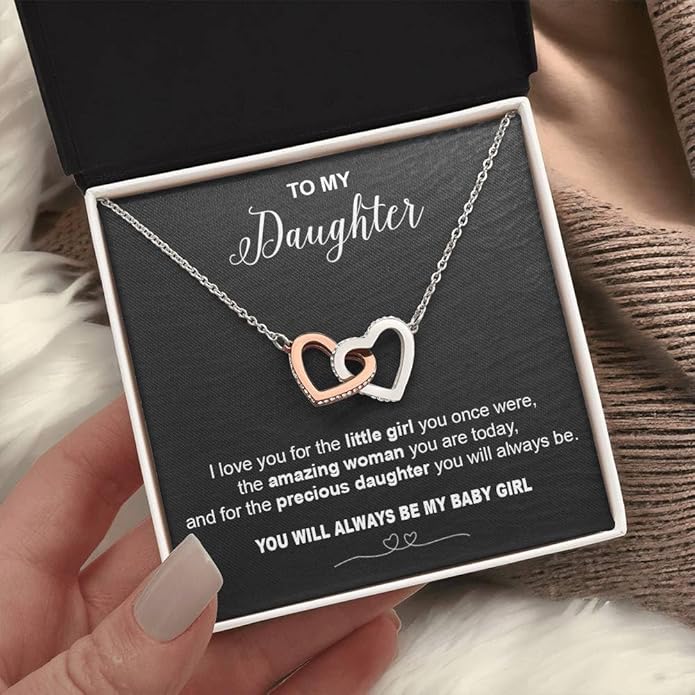 To My Daughter Gift Necklace From Dad or Mom - Badass Daughter Jewelry With Heartfelt Message & Elegant Box