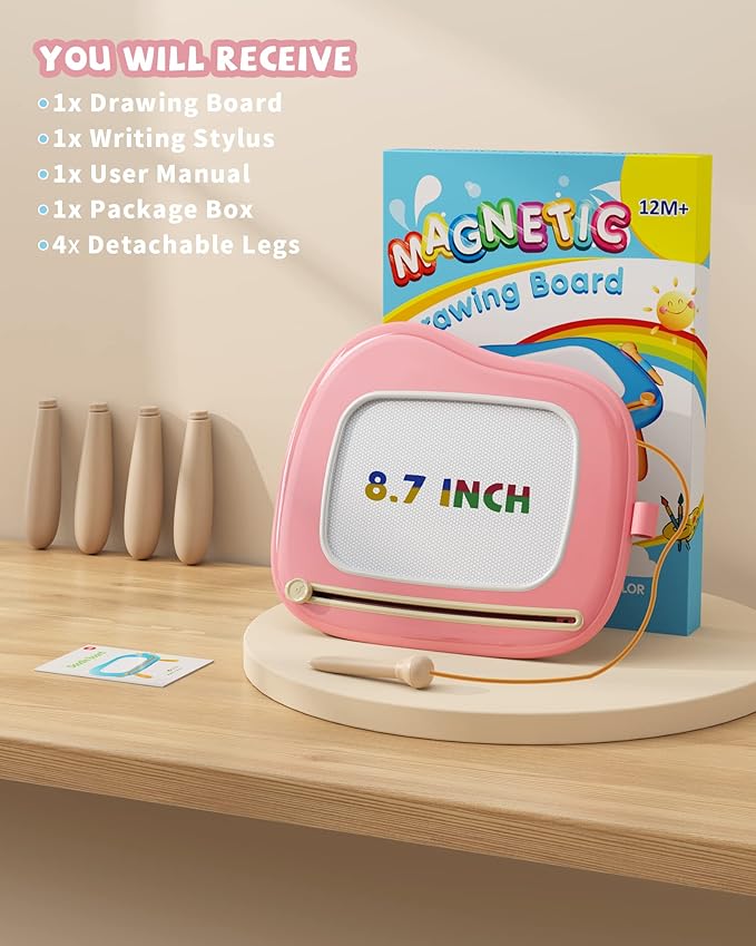 Kikapabi Magnetic Drawing, Doodle Board for Toddlers Age 1-2, Writing Board, Preschool Learning and Educational Toys for 1 2 3 Years Old Girl Boy, Gift for Birthday Christmas New Year