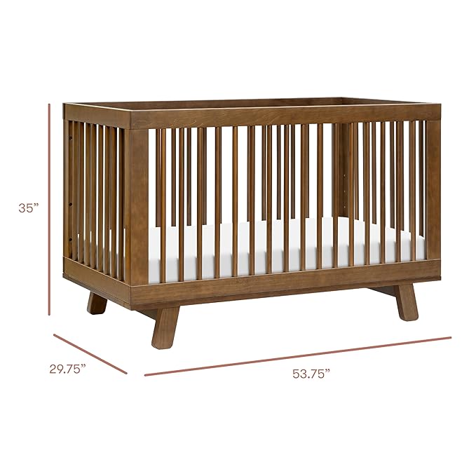 babyletto Hudson 3-in-1 Convertible Baby Crib with Toddler Bed & Daybed Conversion - Strong, Durable & Easy to Assemble - GREENGUARD Gold Certified w/ 4 Adjustable Mattress Heights - Natural Walnut