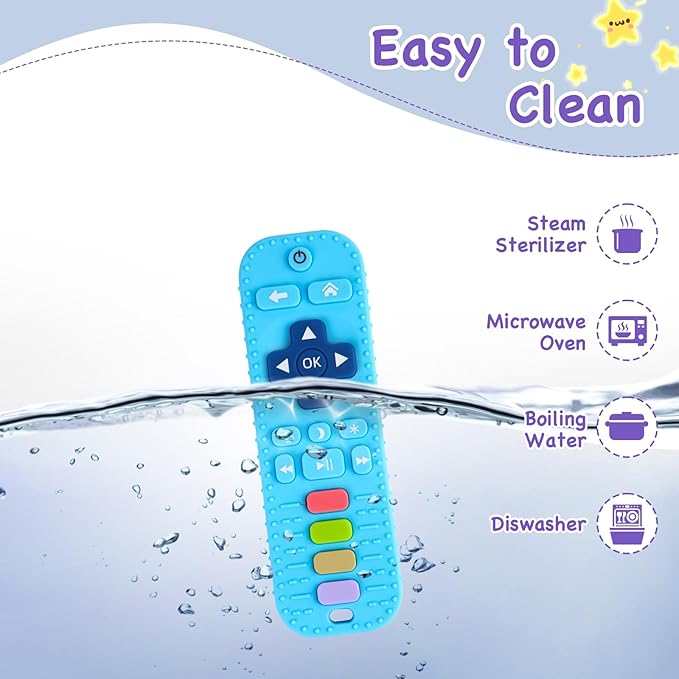 Hooku Silicone Teethers for Babies 0-6 Months, Teething Toys for Babies 6-12 Months, Baby Remote Control Toy, Infant Toys 0-3 Months, Sensory Chew Toys, Toddler Newborn Baby Girl Boy Gifts
