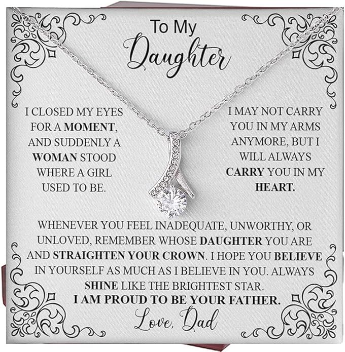 To My Daughter Gift Necklace From Dad or Mom - Badass Daughter Jewelry With Heartfelt Message & Elegant Box