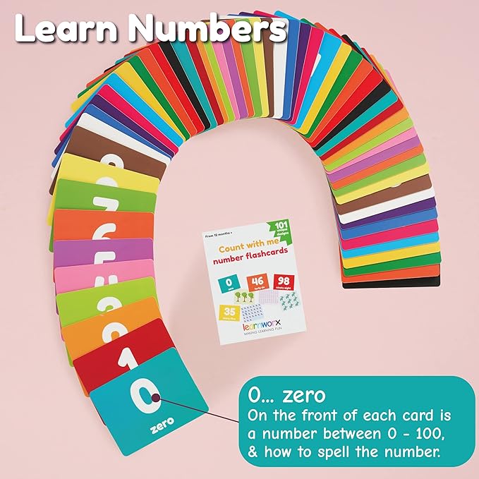 Number Flash Cards for Toddlers | Award-Winning - Toddler Math Flash Cards | Learn Counting Flashcards Numbers 1–100 | Help Kids Count Games | Kids Toys Numbers Match For Preschoolers Kindergarten 2-4