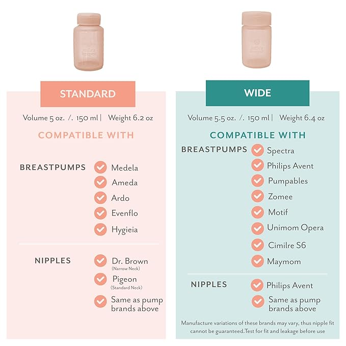 Mila's Keeper Premium Silicone Breast Milk Storage Bottles, for Pumping, Storing and Feeding, Fits Leading Pumps and Nipples, 6 oz Silicone Milk Storage Containers, Wide Neck Pink Sands, Set of 3