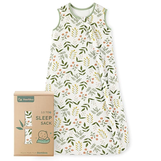 Yoofoss Rayon Made from Bamboo Baby Sleep Sack 12-18 Months 1.0 Tog Baby Wearable Blanket, Super Soft Infant Toddler Sleeping Sack 2-Way Zipper
