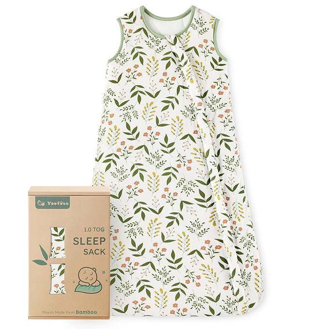 Yoofoss Rayon Made from Bamboo Baby Sleep Sack 18-24 Months 1.0 Tog Baby Wearable Blanket, Super Soft Infant Toddler Sleeping Sack 2-Way Zipper