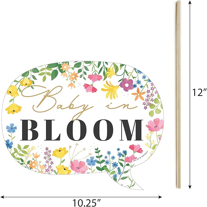 Big Dot of Happiness Funny Wildflowers Baby - Boho Floral Baby Shower Photo Booth Props Kit - 10 Piece
