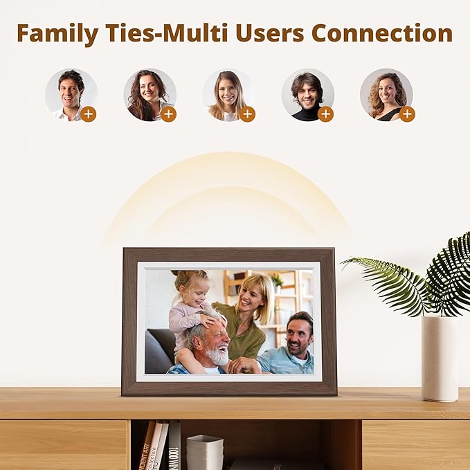 Dragon Touch Digital Picture Frame WiFi 10 inch IPS Touch Screen Digital Photo Frame Display, 32GB Storage, Auto-Rotate, Share Photos via App, Email, Cloud, Classic 10 Brown