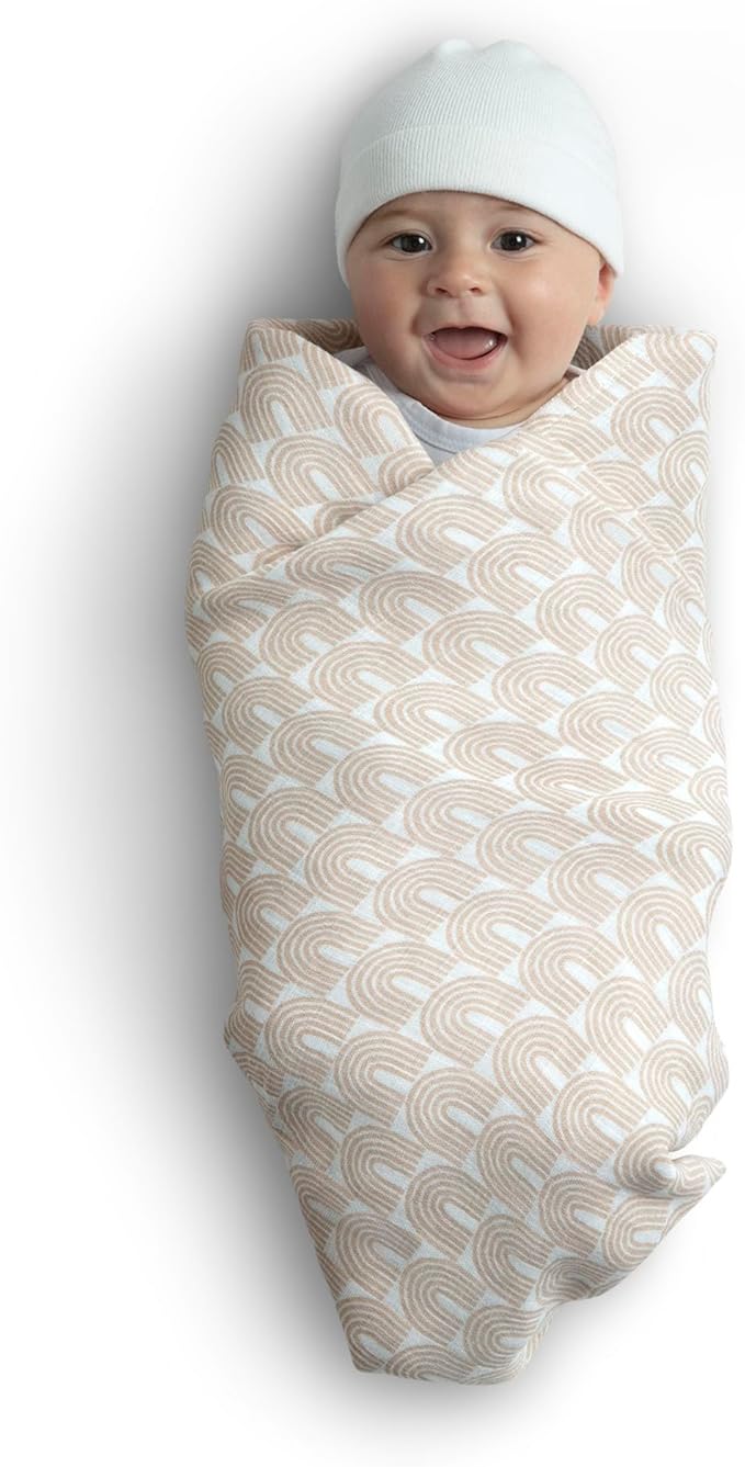 Delta Children 100% Cotton Muslin Baby Receiving Blankets for Girls and Boys – 47x47 Inches (Pack of 4), Neutral Boho