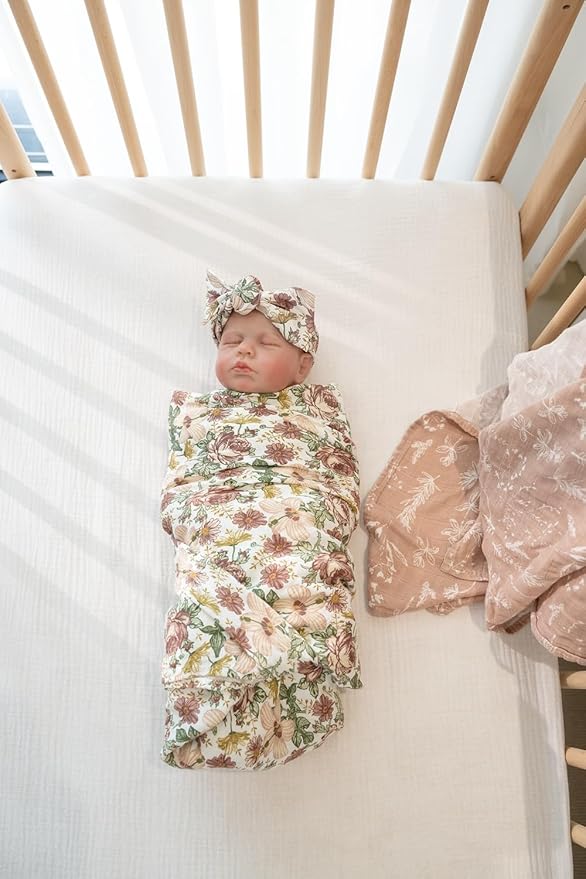 Little Jump 2 Pack Western Wild Flowers Muslin Swaddle Blankets for Baby Girls, Receiving Blanket Large 47 x 47 inches, Soft Breathable Muslin Baby Blanket for Newborn(Vintage Floral)