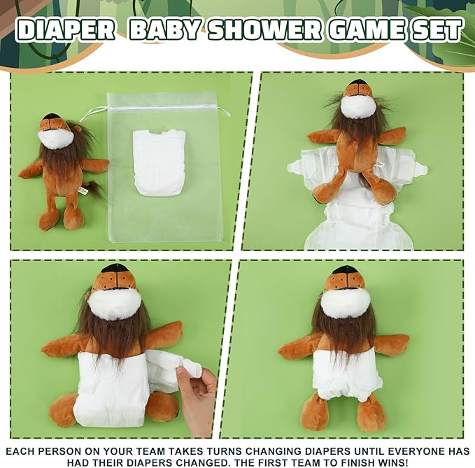 8 Sets Woodland Animals Blindfolded Diaper Changing Baby Shower Games Boys Girls Baby Dolls Diapers for Bridal Shower Gender Reveal Games Prizes Gifts for Adults