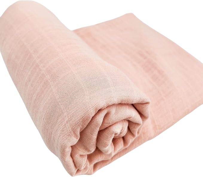 Premium Swaddle Blanket by BWD - Bamboo Viscose & Organic Cotton - Baby Girl Swaddle Set for Newborns and Infants, Muslin Baby Blanket, Ultra-Soft Luxury - 47 Inches (Dusty Blush)