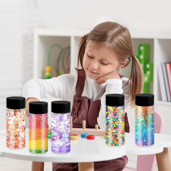 28 Pcs Empty Plastic Sensory Bottles with Lids, 10 oz/ 300 ml Leakproof Clear Reusable Bottles for Sensory Crafts Classroom Handmade Party Supply