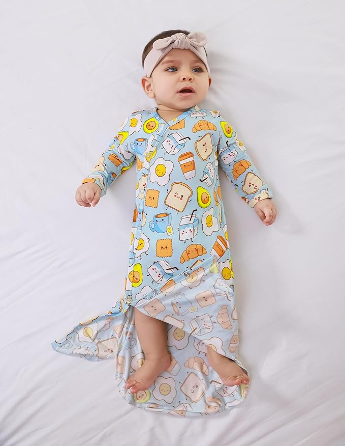 Baby Nightgowns Sleeper Gown Newborn Long Sleeve Pajama Gowns Unisex Viscose from Bamboo Infant Sleepwear
