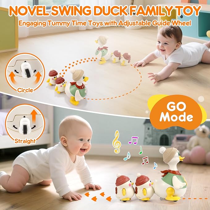 LUDILO Infant Baby Toys 6-12 Months: Musical Crawling Duck Toy Must Have 6 7 8 9 10 12 18 Month Old Baby Toy 6-12-18 Month Newborn Tummy Time Toys for 1 Year Old Boy Girl Gifts Stocking Stuffers