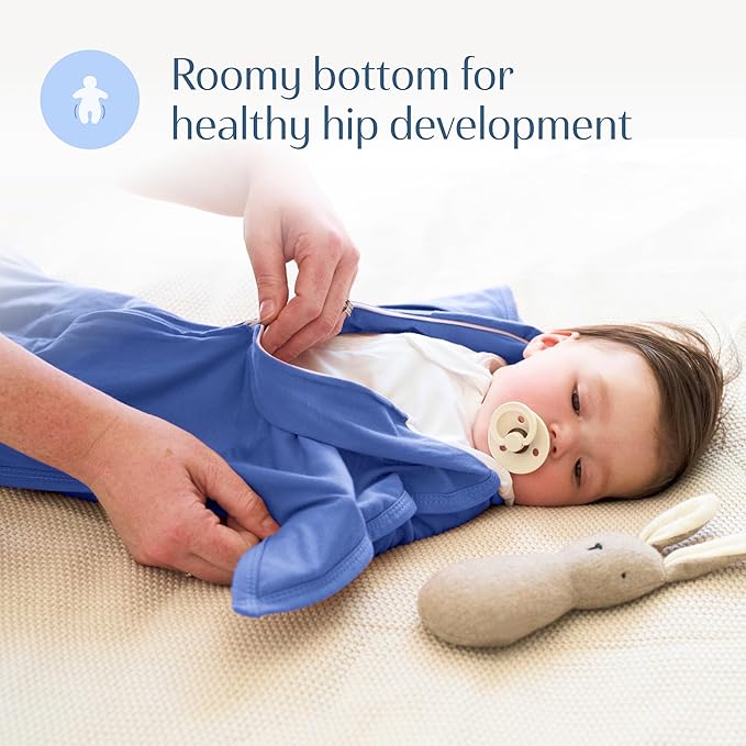 SleepingBaby Zipadee-Zip Transition Swaddle - Cozy Baby Swaddle Blanket with Zipper Convenience - Roomy Wearable Blanket for Easy Diaper Changes - Classic Navy, X-Small (3-6 Month)