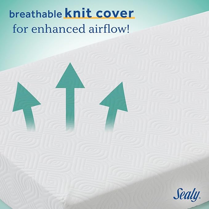 SEALY BABY OmniPedic Refresh Breathable 2 Stage Waterproof Crib Mattress Plus Toddler Bed Fit, Removable Knit Cover, GREENGUARD Gold Certified, Safety & Quality Tested, Made in USA, 52X28 -White