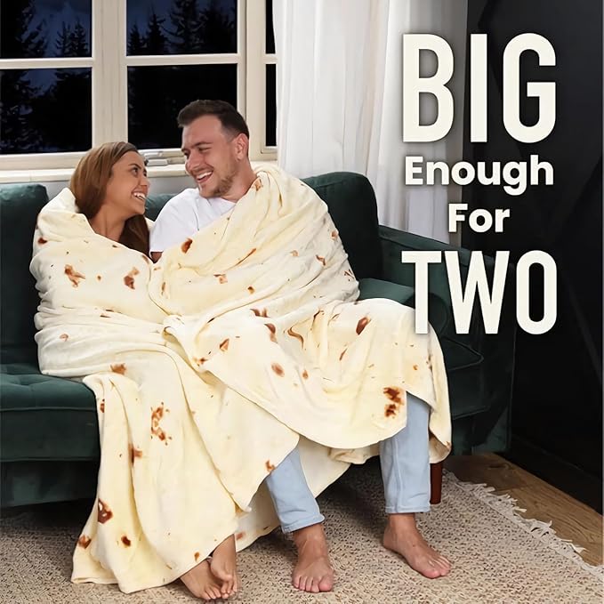 85in Burrito Tortilla Blanket White Elephant Gifts for Adults Useful Taco Throw Blankets Woemn Men Party Cool Stuff Novelty Gag Soft Fleece Wrap
