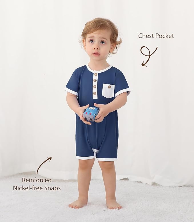Baby Boy Romper Toddler Boys Short Sleeve Shorts Soft Jumpsuit Outfit Viscose Made from Bamboo