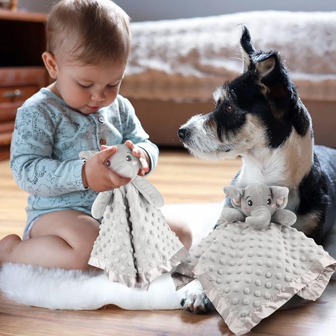 Baby Security Blanket Loveys for Baby Snuggle Toy Plush Elephant Stuffed Animal Baby Gifts for Girls and Boys Newborn Age 0 Month+
