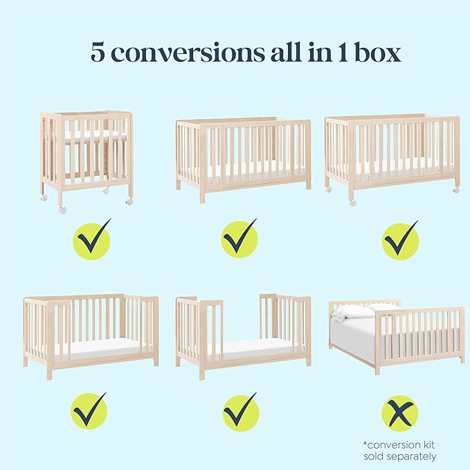 Carter's by DaVinci Colby Grow 6-in-1 Convertible Crib - Portable Bassinet to Full-Size Baby Crib w/Removable Wheels, Toddler Bed, Junior, Full-Size Bed - GREENGUARD Gold Certified - Easy to Assemble