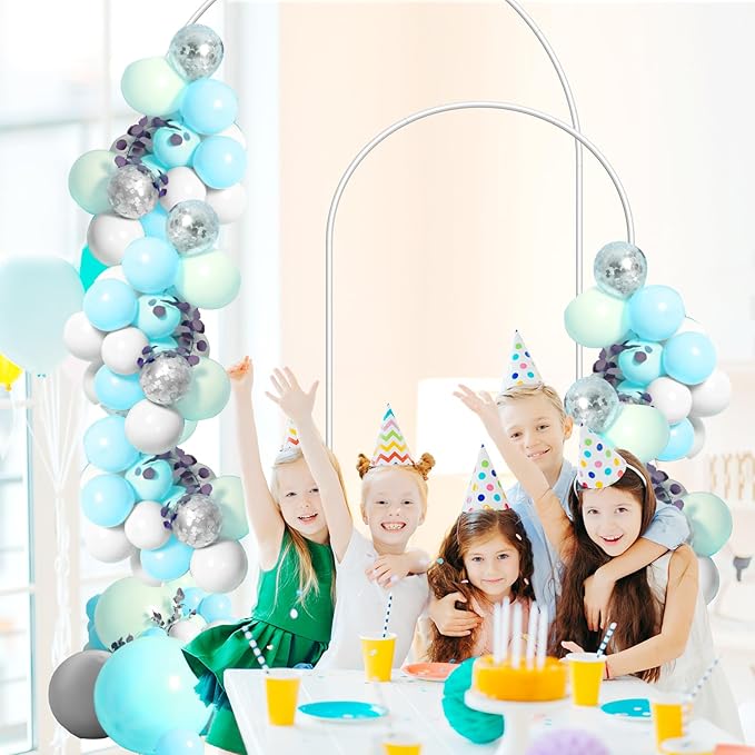 Gold Metal Arch Backdrop Set of 2 (7.3FT/6FT), Balloon Arch Stand for Wedding Ceremony, Baby Shower, Outdoor Indoor Birthday Party, Graduation Decoration, White