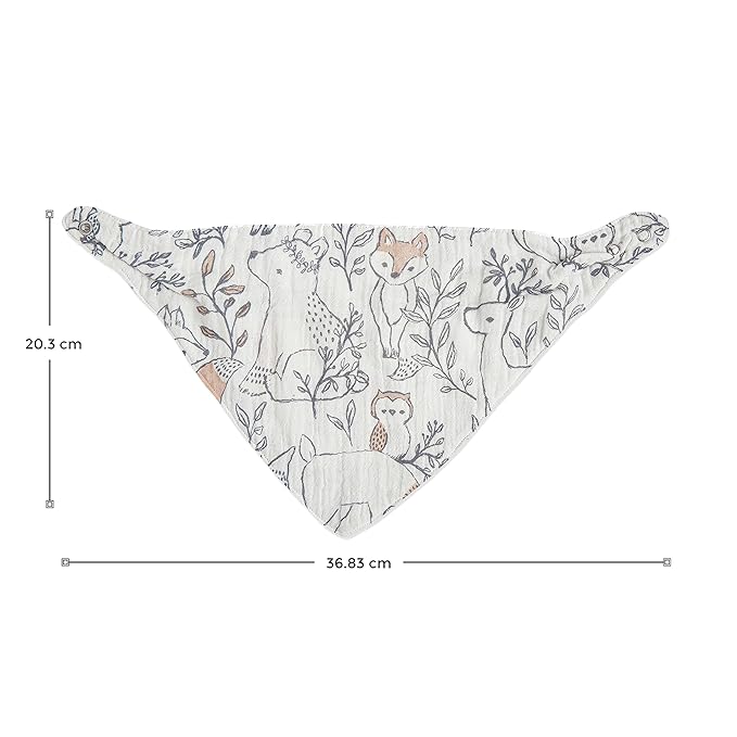 Crane Baby Bandana Bibs, Soft Muslin Adjustable Absorbent Bib Set, 3 Pack, 100% Cotton, Woodland Animal Baby Set For Newborns, Cotton Drool Bibs For Eating