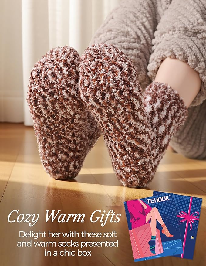 TEHOOK Warm & Cozy Gifts for Women, Fluffy Fuzzy Sock, Plush Sleeping Slipper Socks - Soft Warm Fabric