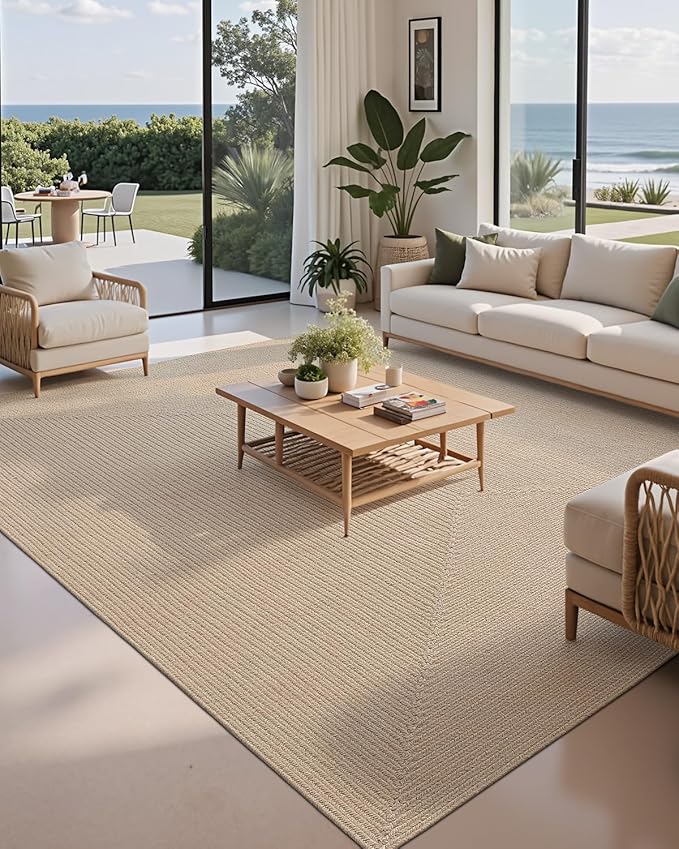 LUMI Jute Area Rug 8x10 for Living Room, Natural Handwoven Rugs Non Slip, Farmhouse Braided Carpets No Shedding for High Traffic, Dining Room, Indoor, Outdoor, Patio