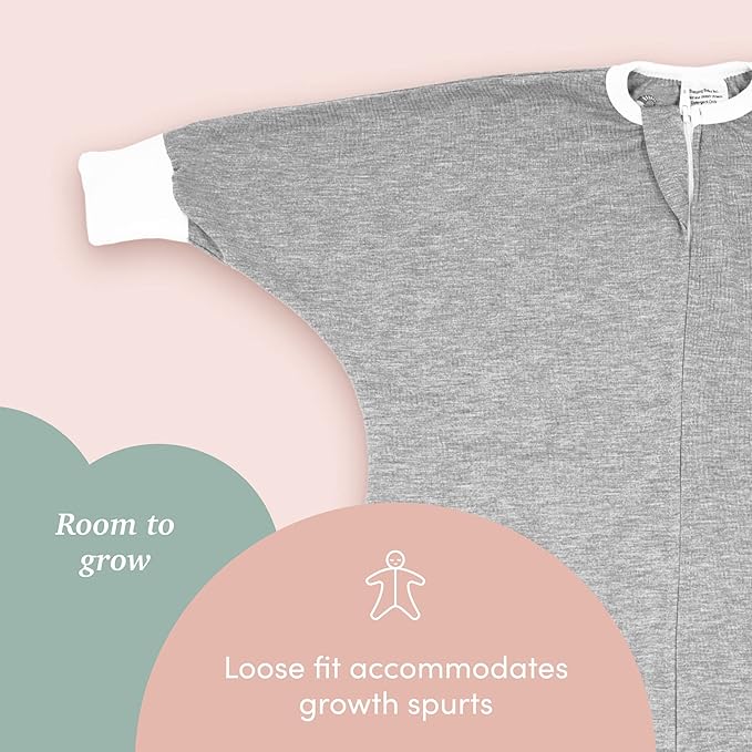 SleepingBaby Flying Squirrel Toddler Pajamas with Practical Zipper for Quick Diaper Changes and Travel Comfort - Heather Grey - 4-5T