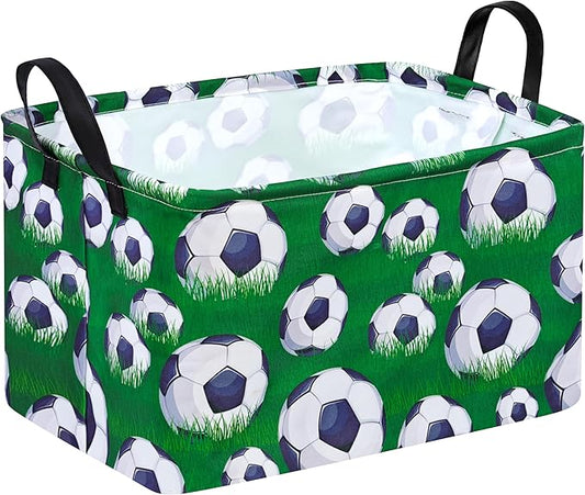 Rectangle Football Pattern Kids Gift Storage Basket Shelf Storage Basket Organizer Box Clothes Laundry Hamper Toys Nursery Basket Baby Laundry Basket with Handles