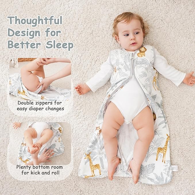 Looxii Baby Sleep Sack 0.5 TOG, 100% Cotton 3 Pack Wearable Blanket Baby Sleep Bag for Newborn Infant, 2-Way Zipper Lightweight Toddler Sleeping Sack 18-24 Months