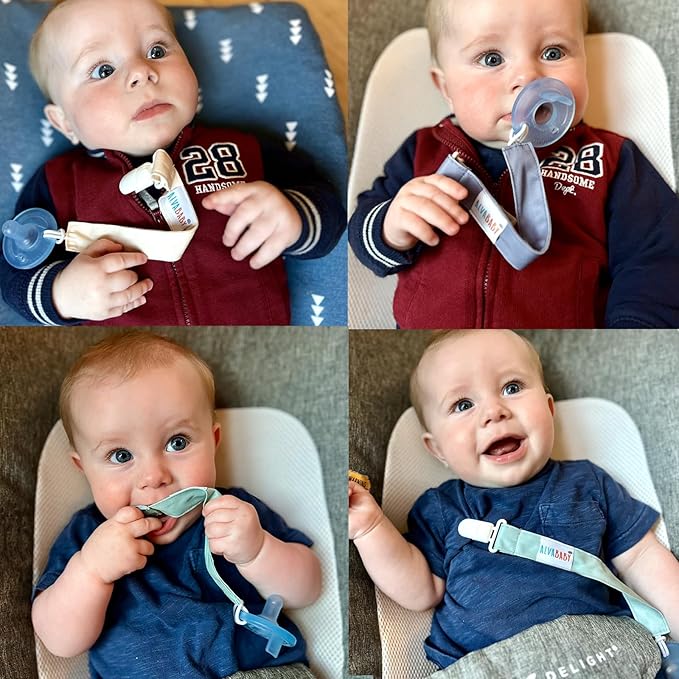ALVABABY Pacifier Clips for Neutral Boys Girls 8 Pack Pacifier Binky Paci Holder Leashes for Baby