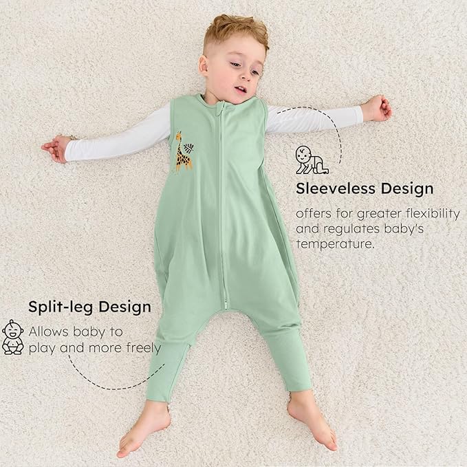 Yoofoss Toddler Sleep Sack with Feet 12-24 Months 100% Organic Cotton Baby Sleep Sack with Legs Toddler Wearable Blanket with 2-Way Zipper