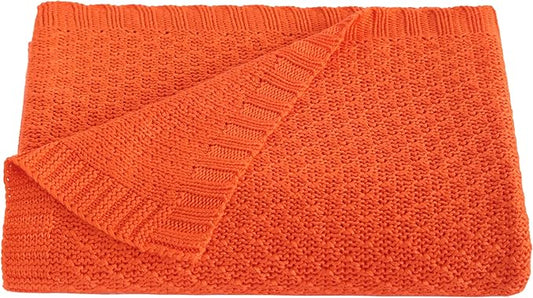 NTBAY Cable Knit Cooling Toddler Blanket, Soft and Breathable Baby Blanket 30x40 Inches Made from Rayon Derived from Bamboo for Crib, Stroller, Nursery, Orange