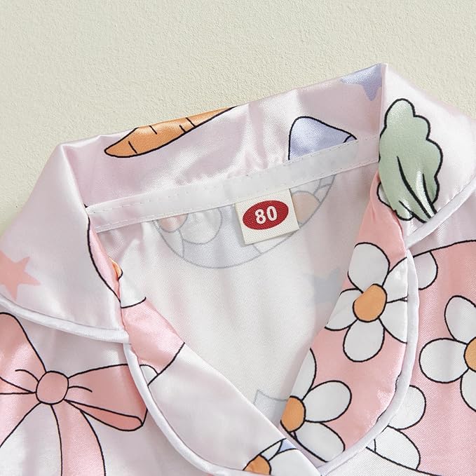 Toddler Kids Baby Girl Solid Pjs Ruffle Long Sleeve Button Shirt Top and Pants Cotton 2Piece Pajamas Set