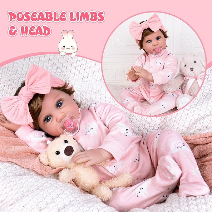 Aori Reborn Baby Dolls Lifelike - 22 Inches Realistic Newborn Girl Doll That Look Real - Great Gift for Grandama and Kids 3+