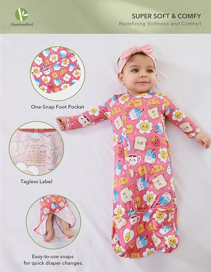 Baby Nightgowns Sleeper Gown Newborn Long Sleeve Pajama Gowns Unisex Viscose from Bamboo Infant Sleepwear
