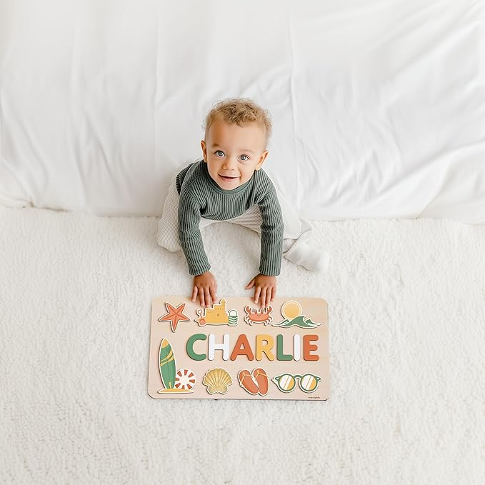 Busy Board for Toddlers, Personalized Name Puzzle, Montessori Toy for 1-3 Years Old, Gifts for 0 1 2 3 Years Old, Kid Gift, 1st, New Baby Gift, 0 3 6 9 12 18 24 36 Months